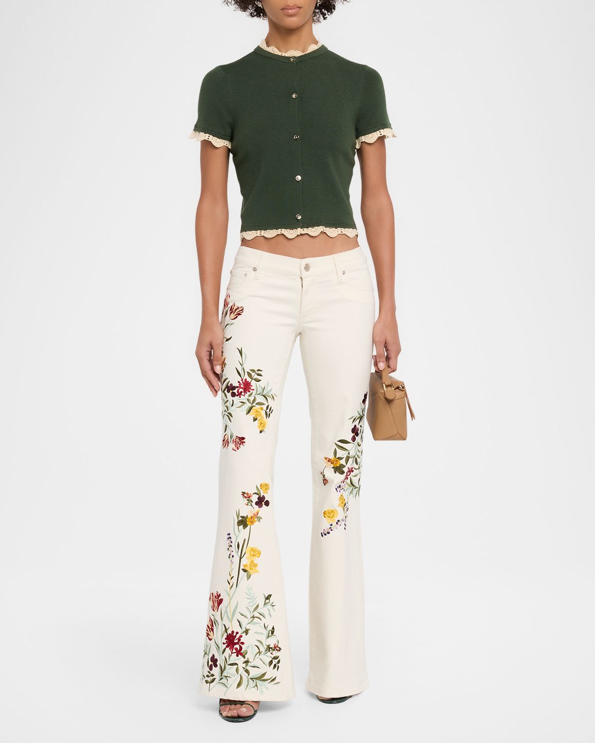 ALICE + OLIVIA Ciara Crochet-Trim Ribbed Cardigan | Thumbnail 2 ALICE + OLIVIA Ciara Crochet-Trim Ribbed Cardigan | Thumbnail 2