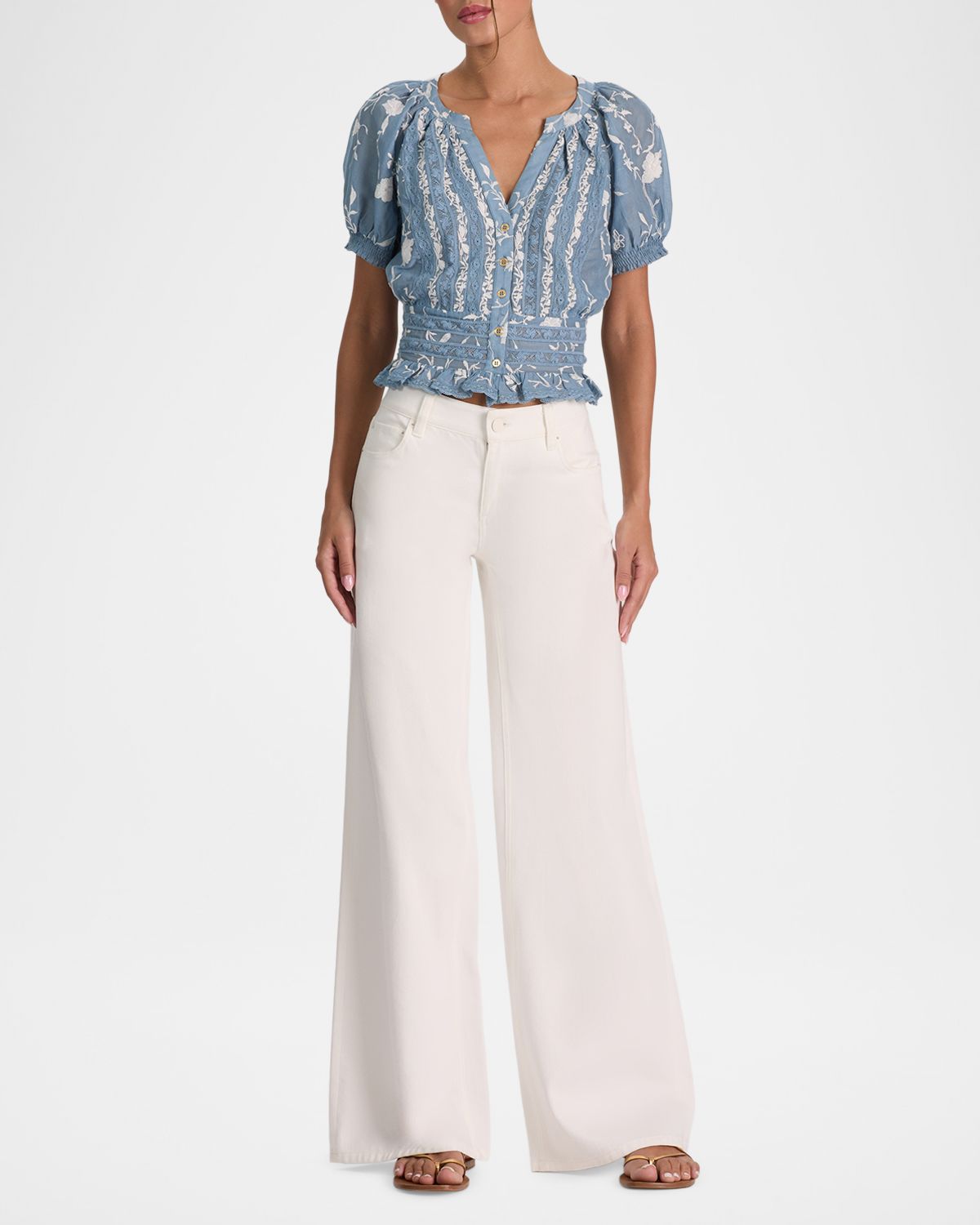 ALICE + OLIVIA Kathryn Embroidered Short-Sleeve Blouse | Thumbnail 2 ALICE + OLIVIA Kathryn Embroidered Short-Sleeve Blouse | Thumbnail 2