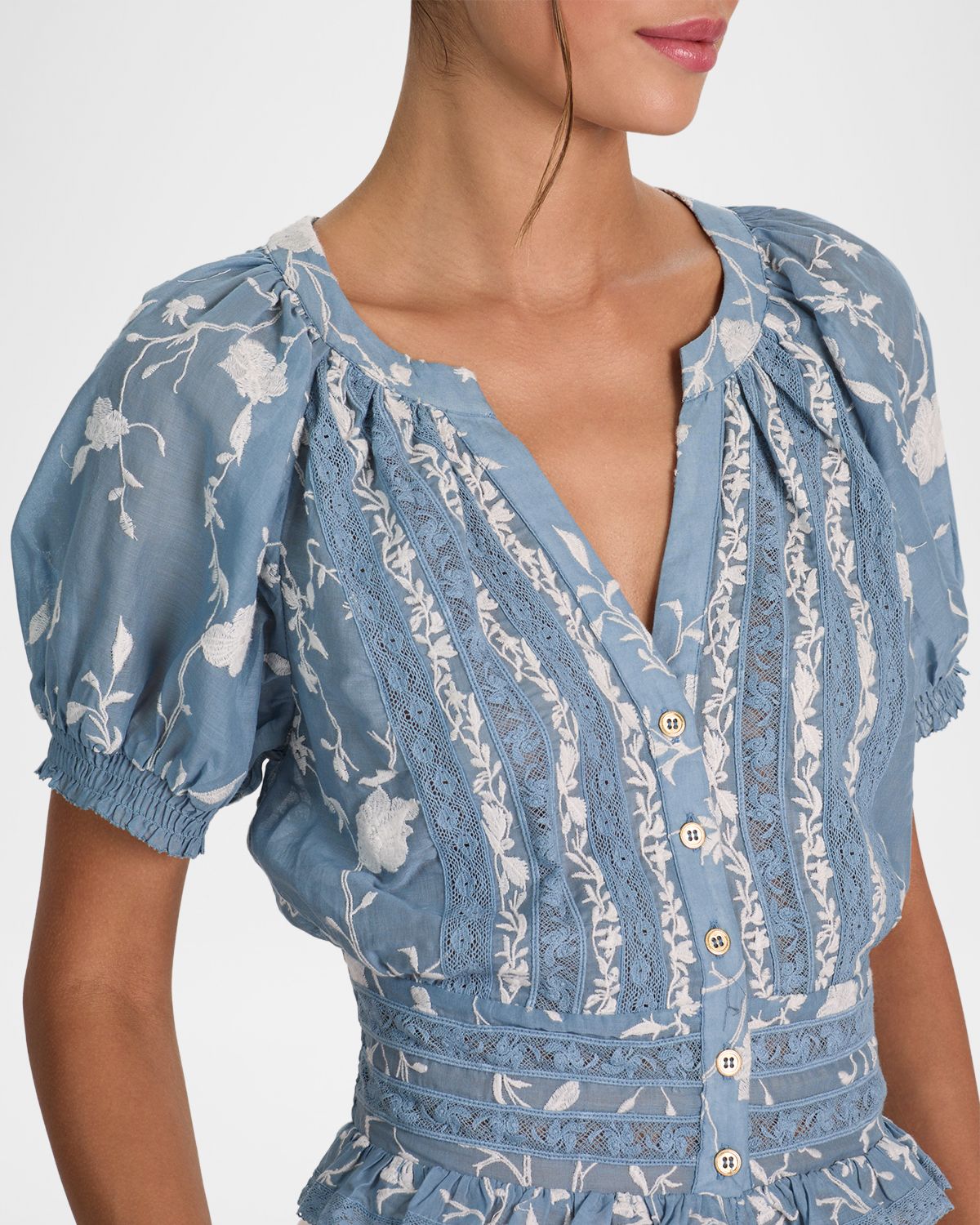 ALICE + OLIVIA Kathryn Embroidered Short-Sleeve Blouse | Thumbnail 5 ALICE + OLIVIA Kathryn Embroidered Short-Sleeve Blouse | Thumbnail 5