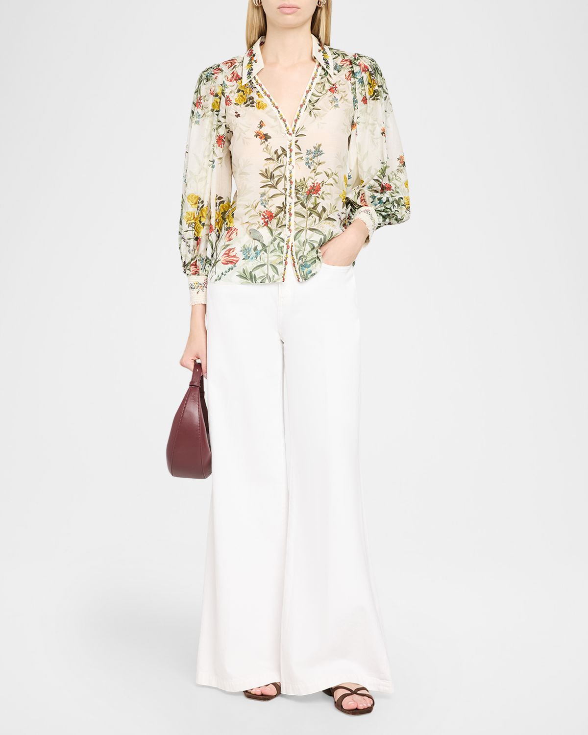 ALICE + OLIVIA Charis Floral Button-Front Blouse | Thumbnail 2 ALICE + OLIVIA Charis Floral Button-Front Blouse | Thumbnail 2