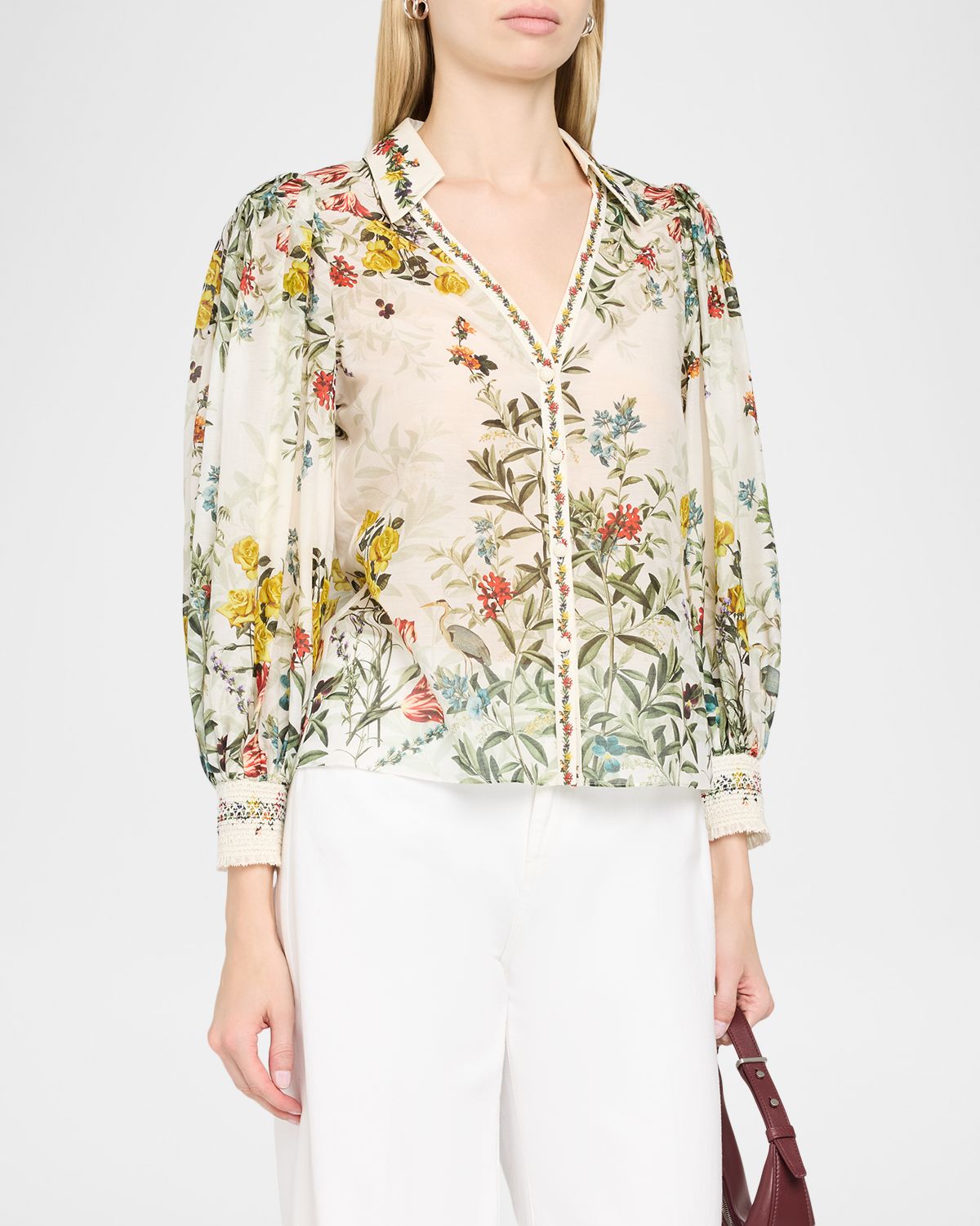 ALICE + OLIVIA Charis Floral Button-Front Blouse | Thumbnail 4 ALICE + OLIVIA Charis Floral Button-Front Blouse | Thumbnail 4