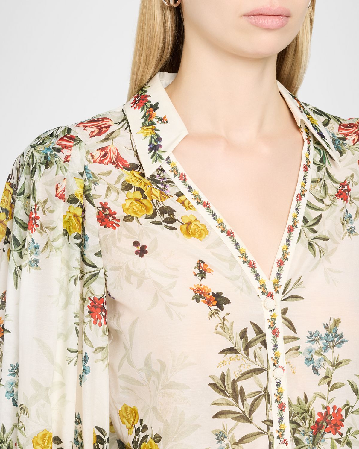 ALICE + OLIVIA Charis Floral Button-Front Blouse | Thumbnail 5 ALICE + OLIVIA Charis Floral Button-Front Blouse | Thumbnail 5