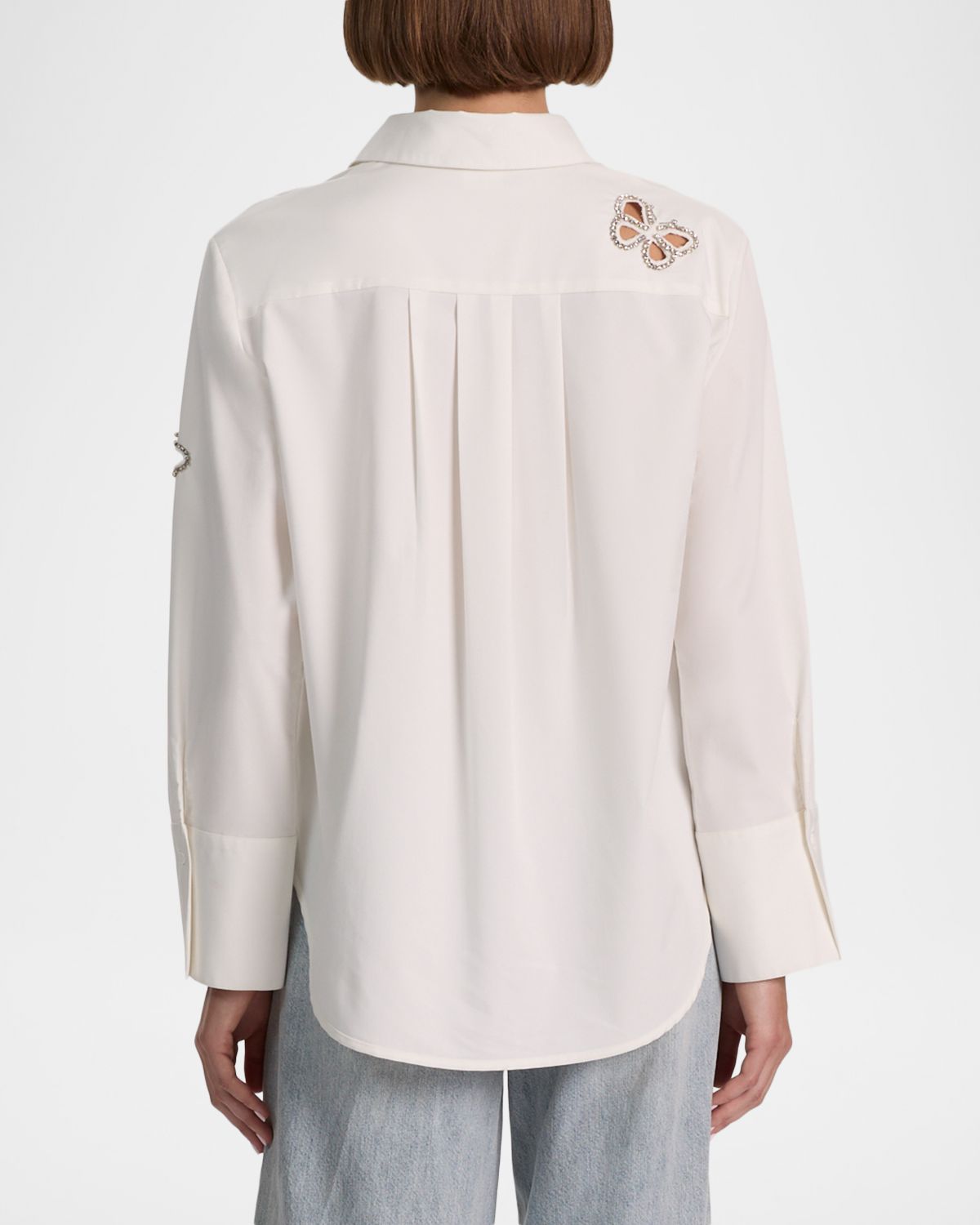 ALICE + OLIVIA Finely Embellished Cutout Button-Front Shirt | Thumbnail 3