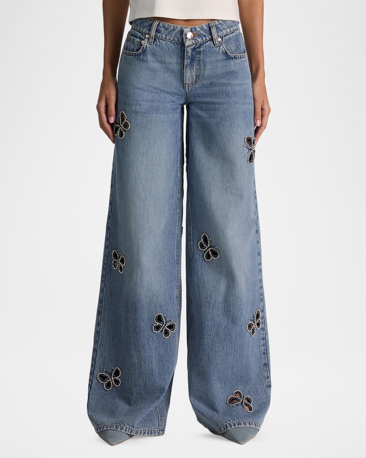 ALICE + OLIVIA Amazing Embellished Cutout Jeans | Thumbnail 4