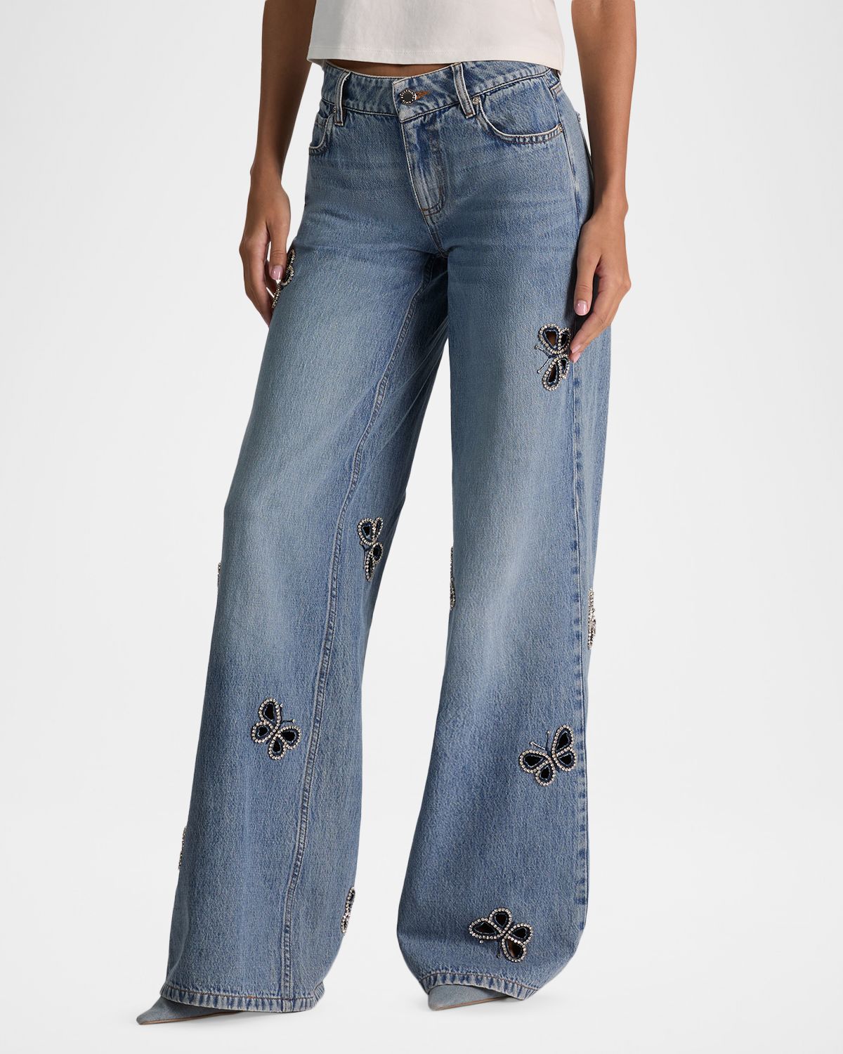 ALICE + OLIVIA Amazing Embellished Cutout Jeans | Thumbnail 6