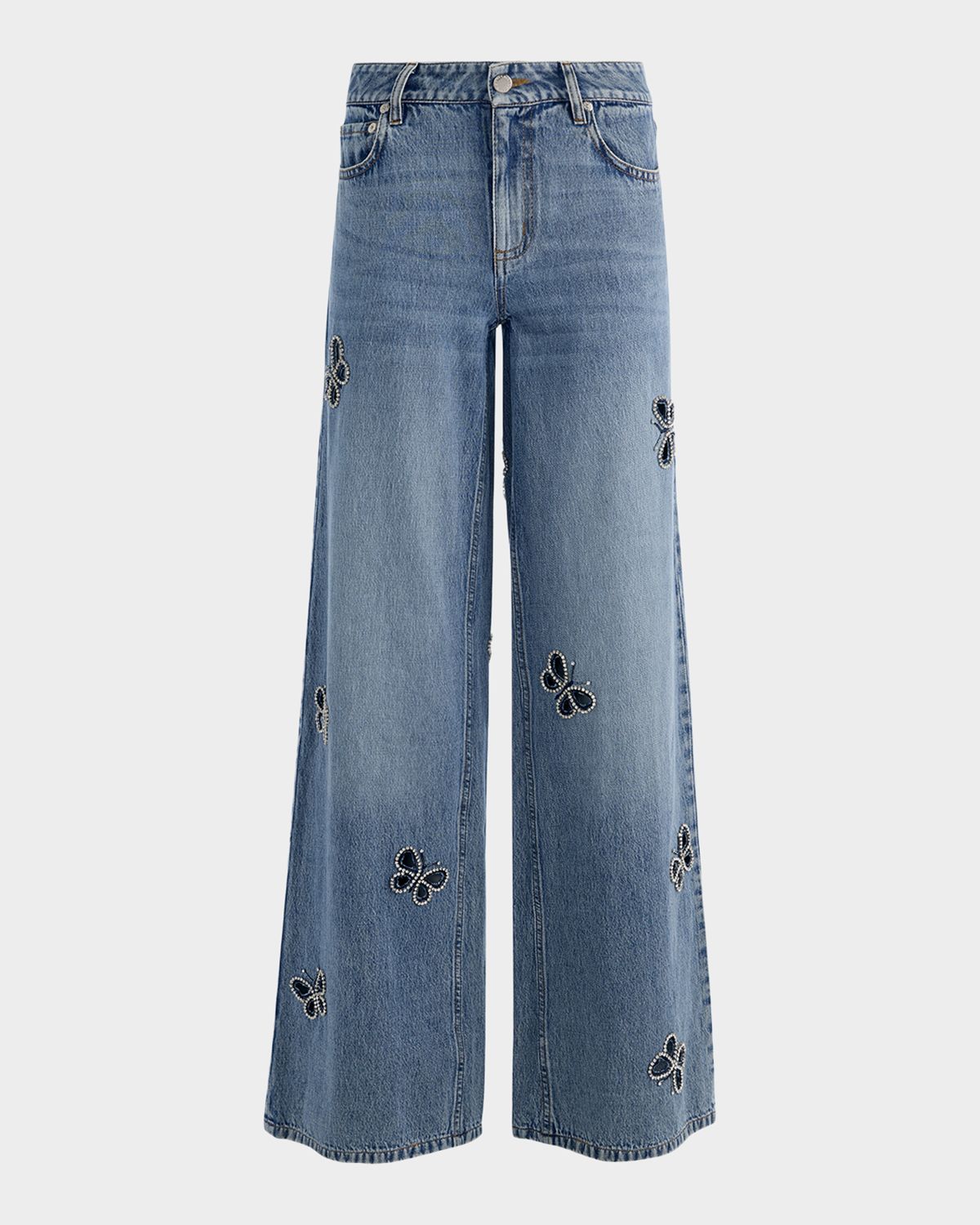 ALICE + OLIVIA Amazing Embellished Cutout Jeans