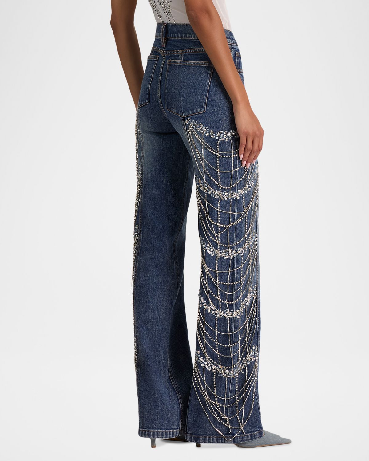 ALICE + OLIVIA Roxie Low-Rise Embellished Jeans | Thumbnail 3 ALICE + OLIVIA Roxie Low-Rise Embellished Jeans | Thumbnail 3