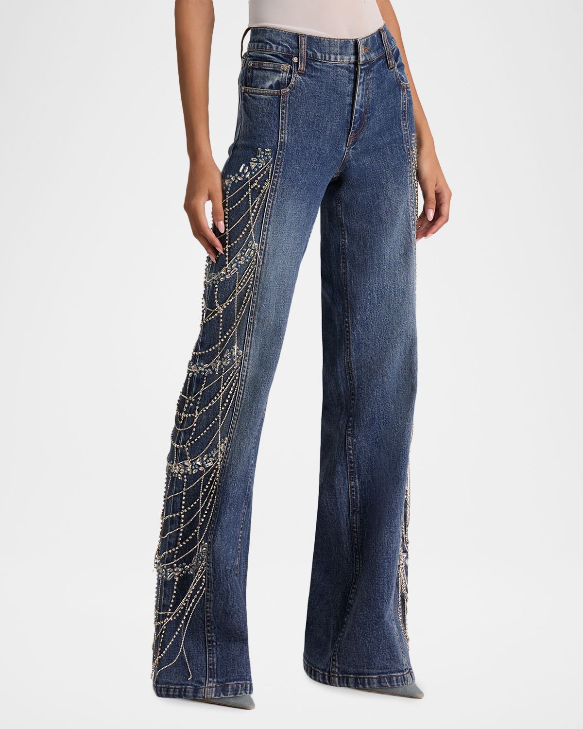 ALICE + OLIVIA Roxie Low-Rise Embellished Jeans | Thumbnail 6 ALICE + OLIVIA Roxie Low-Rise Embellished Jeans | Thumbnail 6