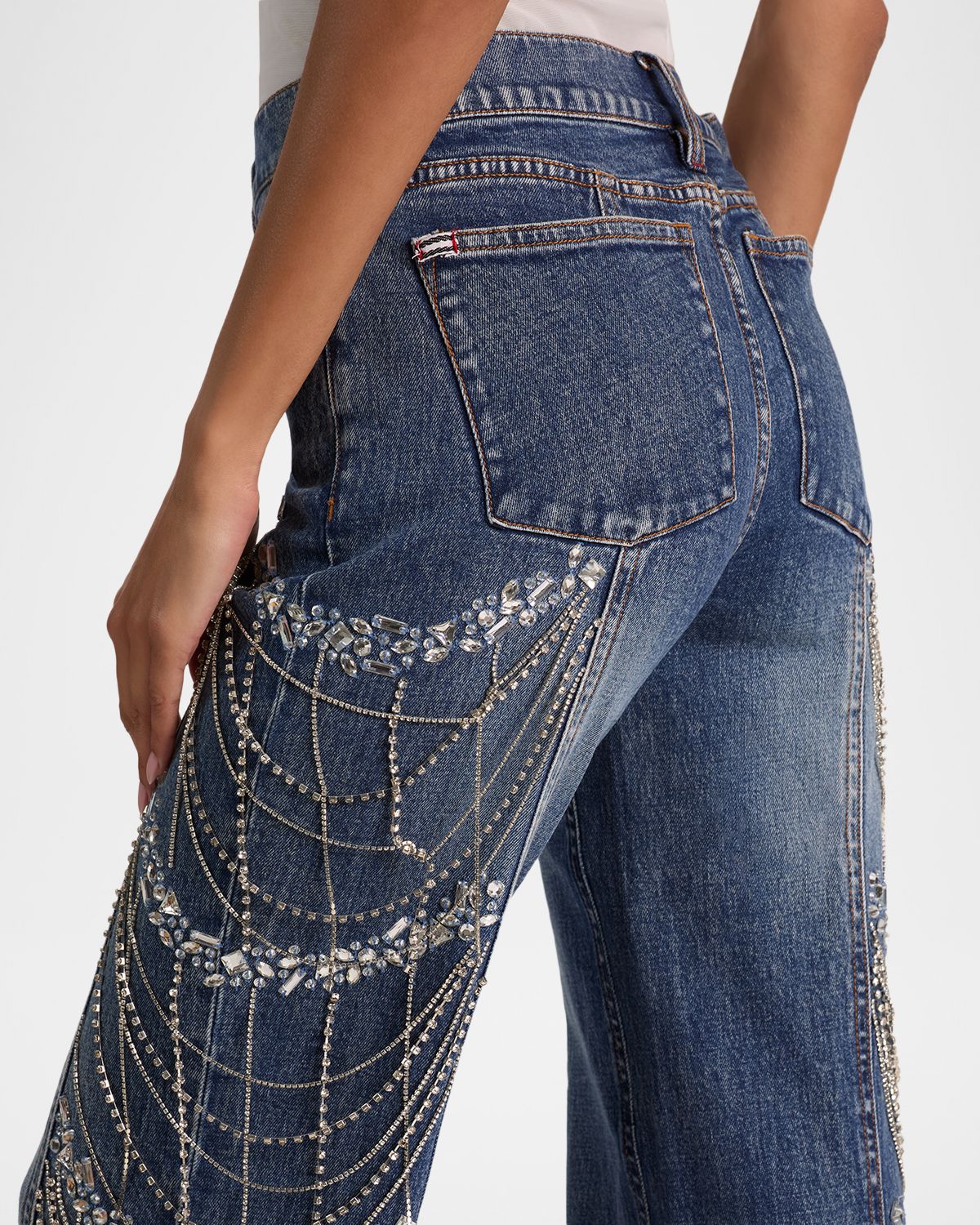 ALICE + OLIVIA Roxie Low-Rise Embellished Jeans | Thumbnail 5 ALICE + OLIVIA Roxie Low-Rise Embellished Jeans | Thumbnail 5