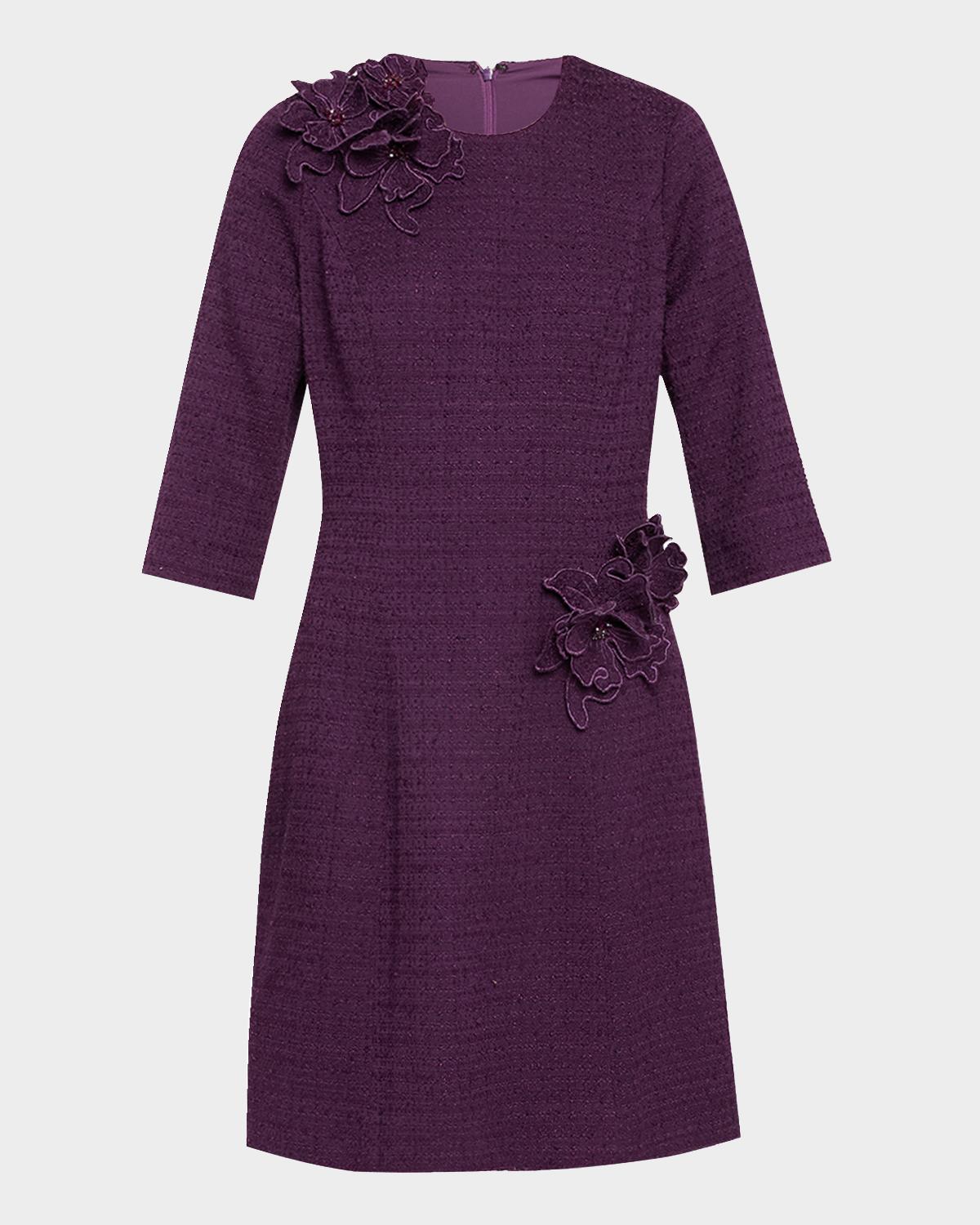 Floral Applique Boucle Dress Floral Applique Boucle Dress