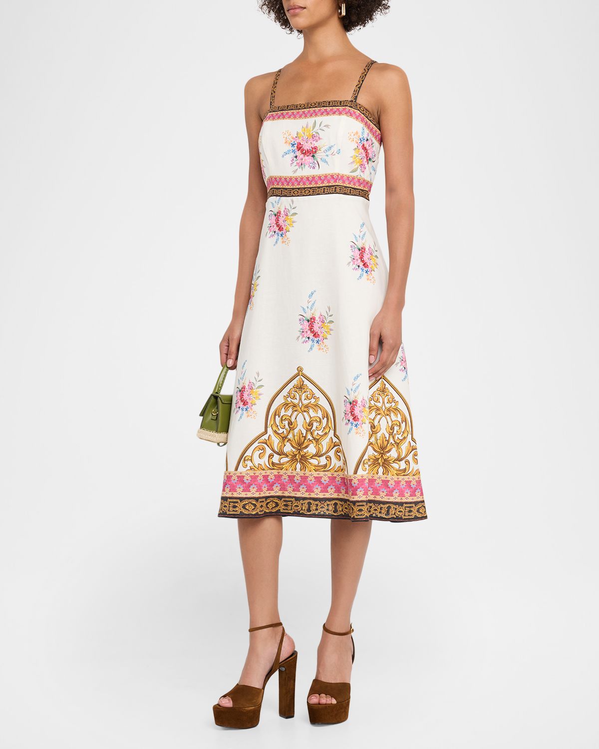Elie Tahari The Annalise Floral and Scrollwork-Print Midi Dress | Thumbnail 4 Elie Tahari The Annalise Floral and Scrollwork-Print Midi Dress | Thumbnail 4