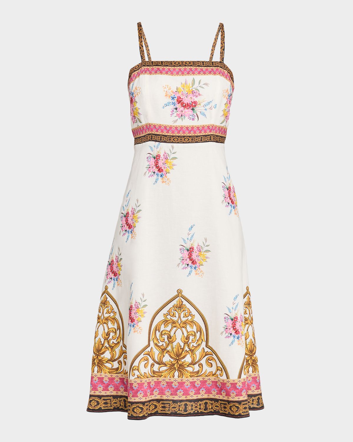 Elie Tahari The Annalise Floral and Scrollwork-Print Midi Dress