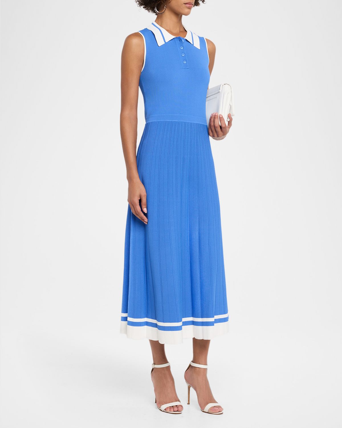 Elie Tahari Elizabeth Sleeveless Striped Knit Polo Midi Dress | Thumbnail 4