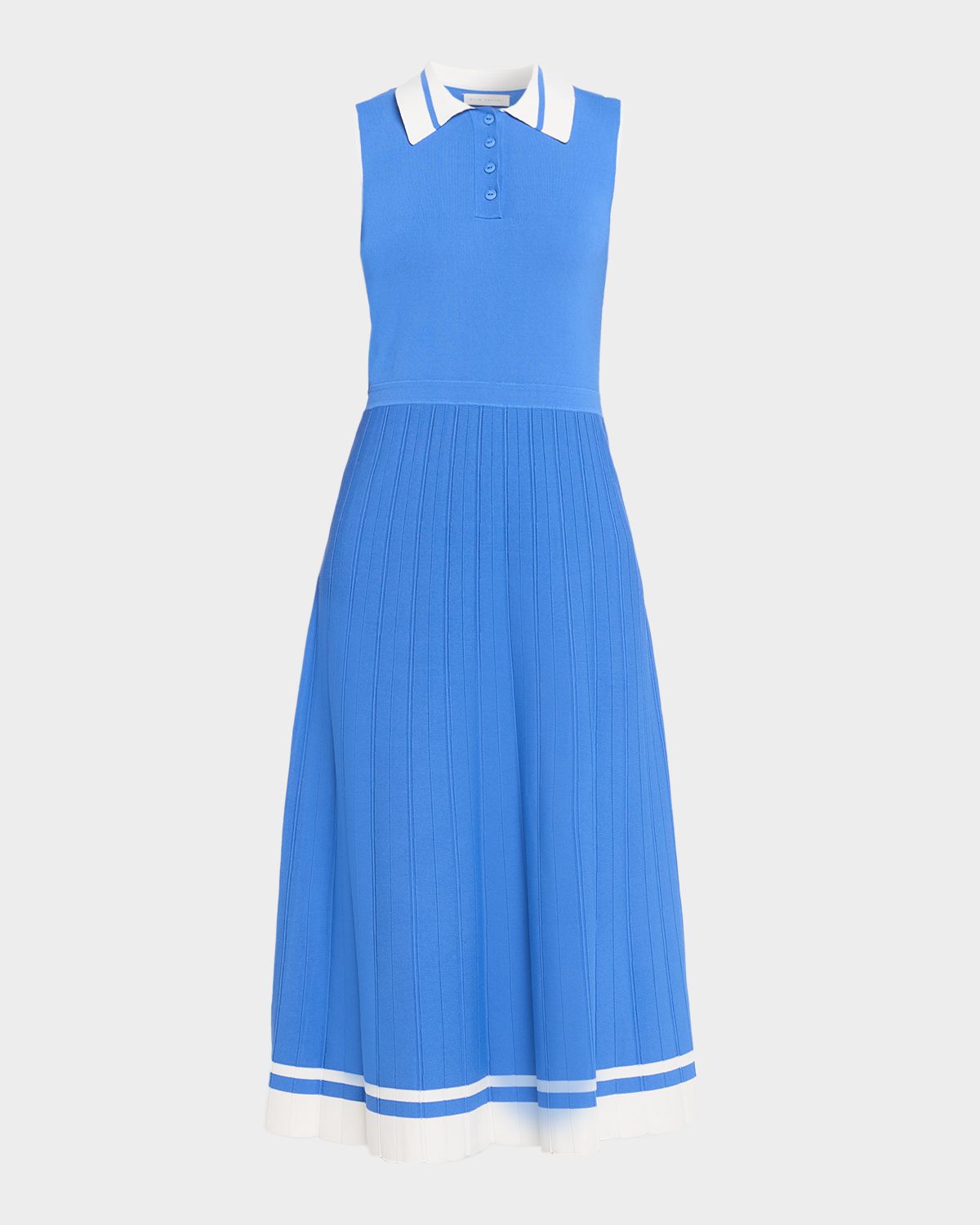 Elie Tahari Elizabeth Sleeveless Striped Knit Polo Midi Dress