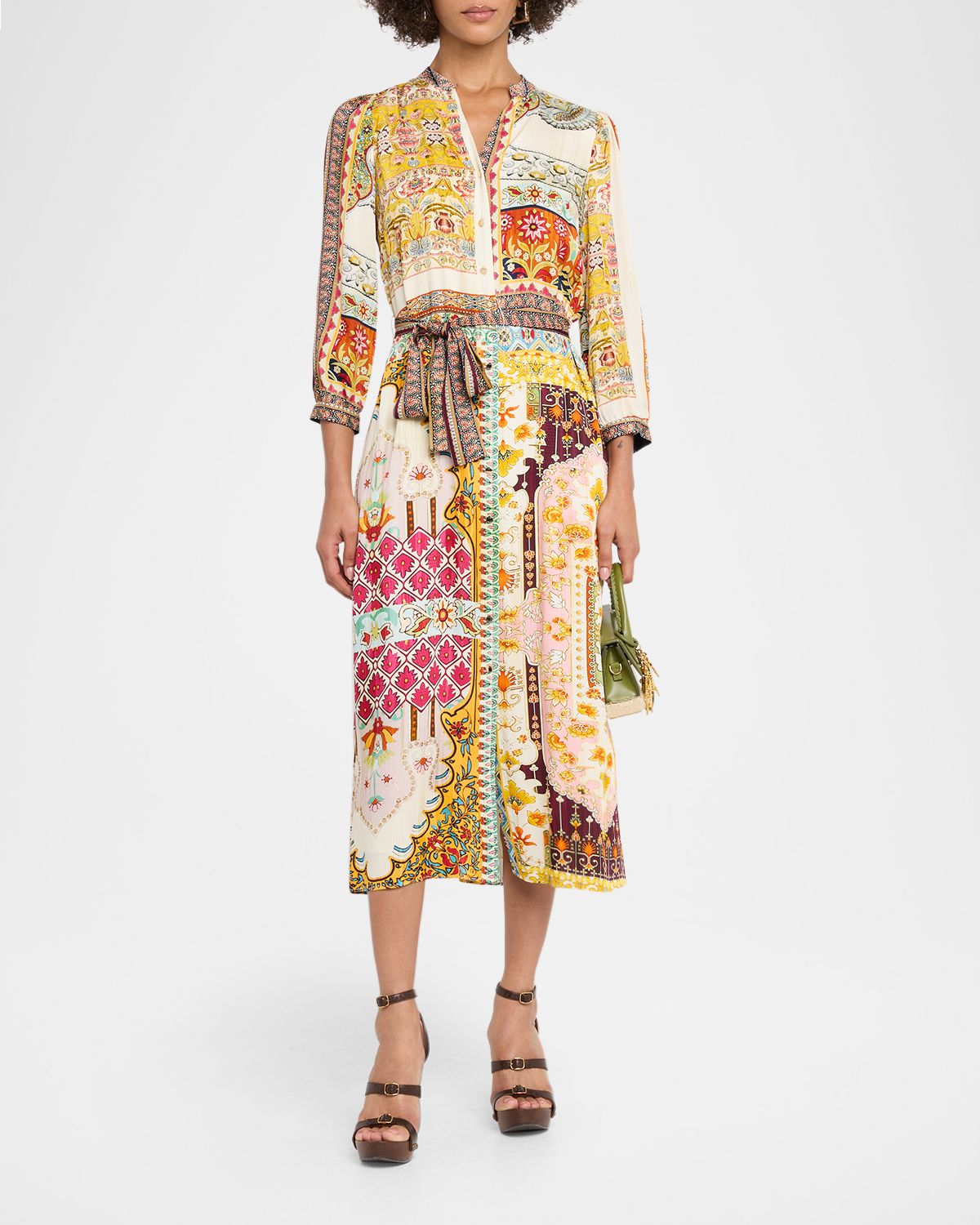 Elie Tahari The Mila Baroque Floral-Print Midi Shirtdress