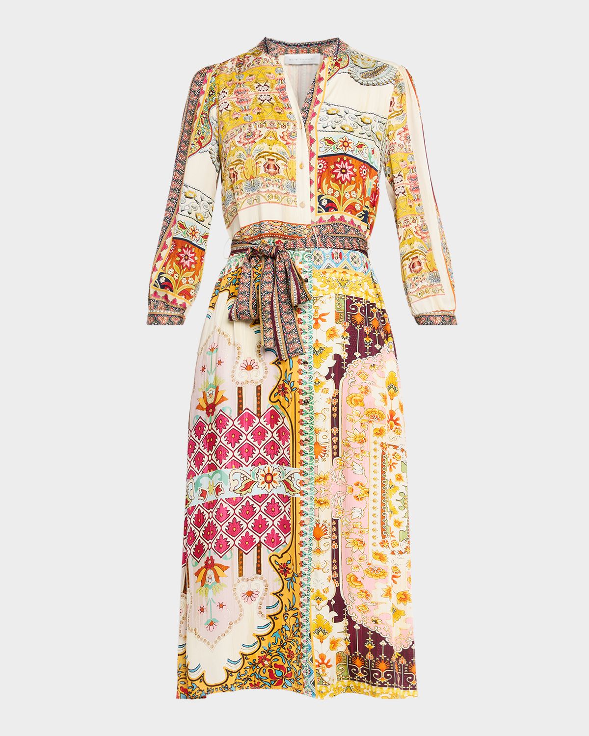 Elie Tahari The Mila Baroque Floral-Print Midi Shirtdress