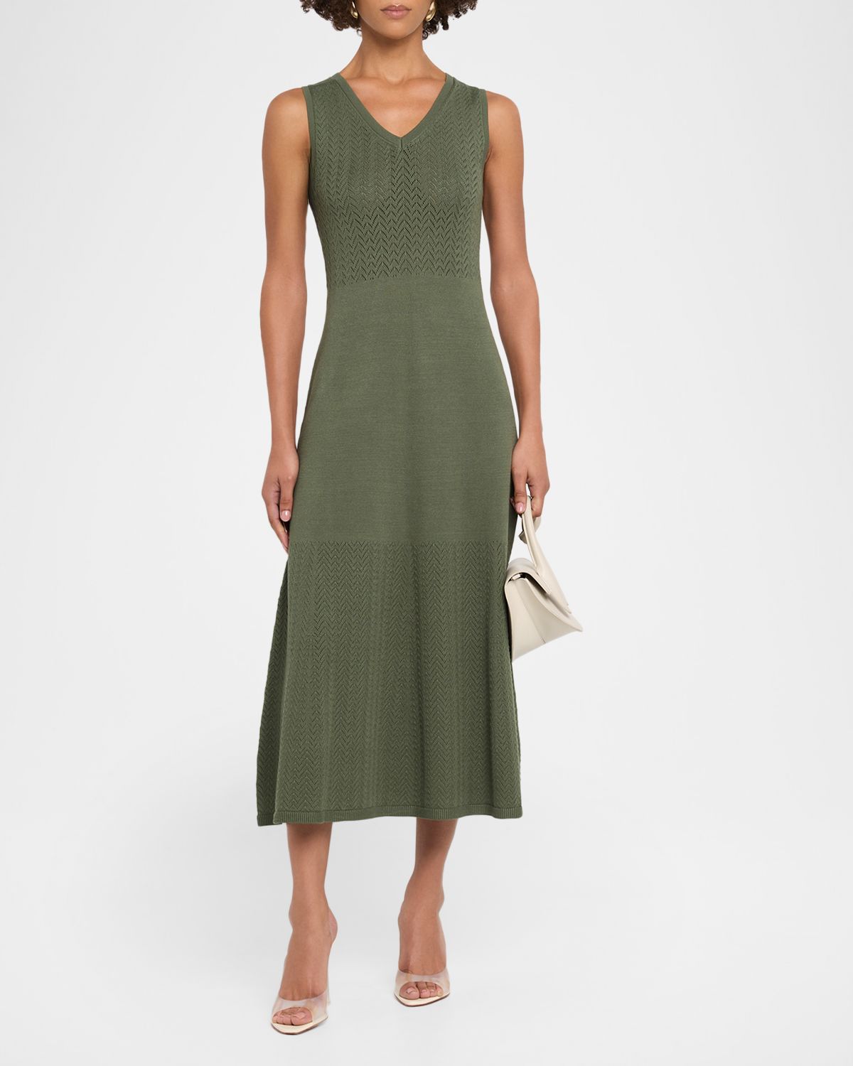 Elie Tahari The Elena Pointelle-Knit Midi Sweater Dress | Thumbnail 2 Elie Tahari The Elena Pointelle-Knit Midi Sweater Dress | Thumbnail 2