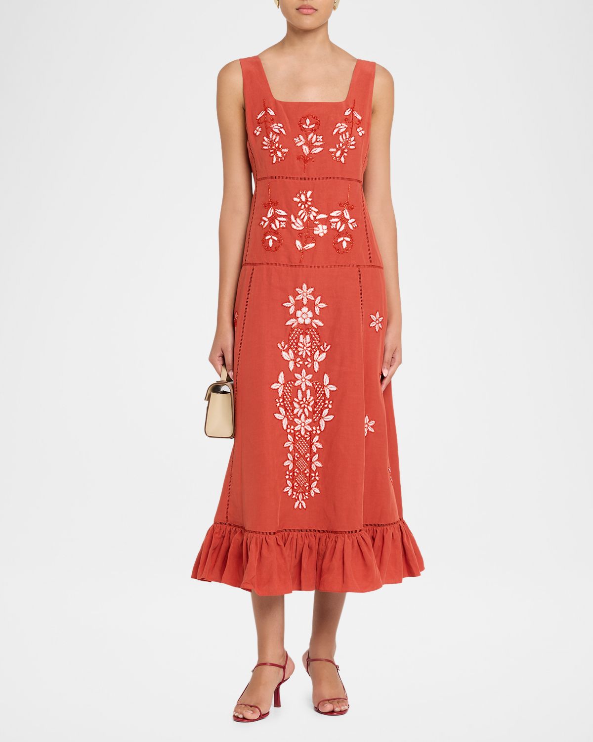Elie Tahari The Lainey Floral-Embroidered Midi Dress