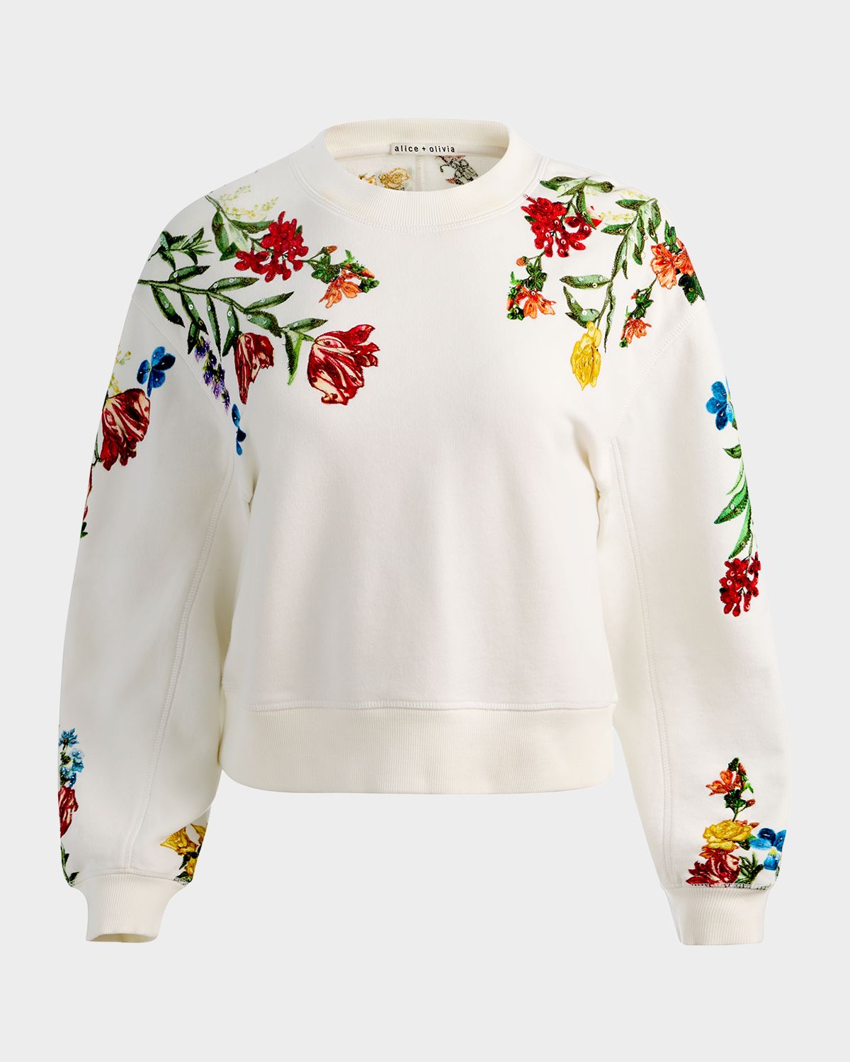 ALICE + OLIVIA Russell Embroidered Crewneck Sweatshirt | Thumbnail 6 ALICE + OLIVIA Russell Embroidered Crewneck Sweatshirt | Thumbnail 6