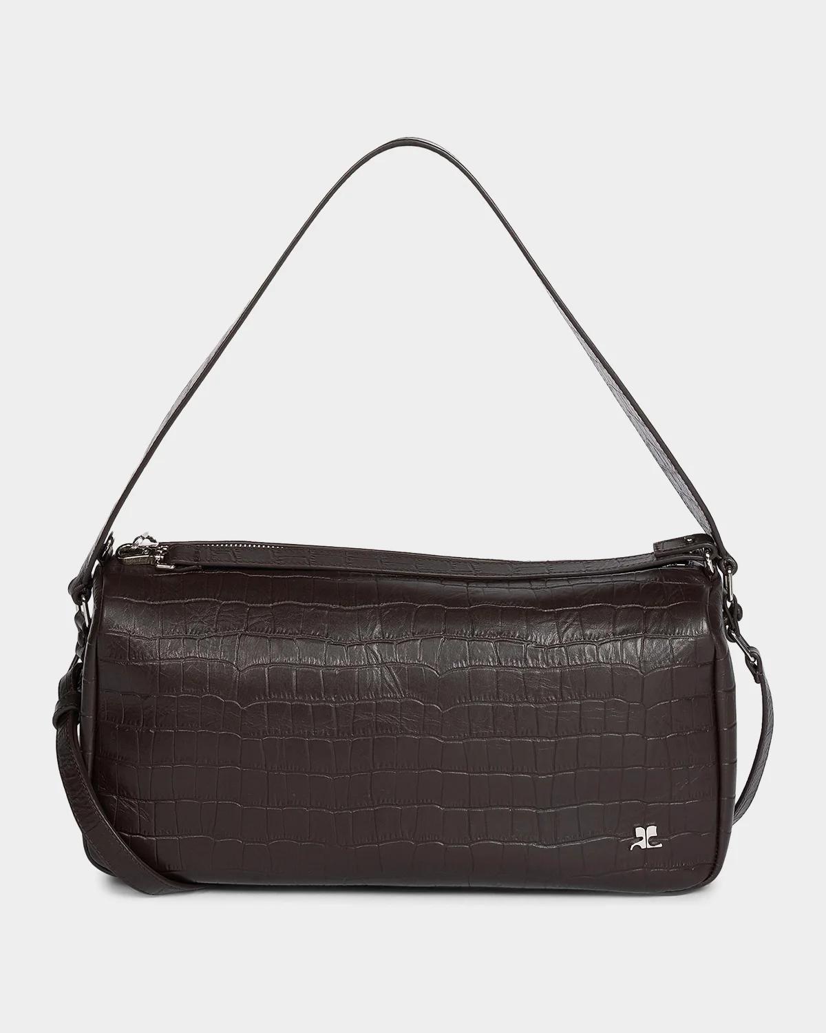 Three Sixty Croc-Embossed Leather Shoulder Bag Three Sixty Croc-Embossed Leather Shoulder Bag