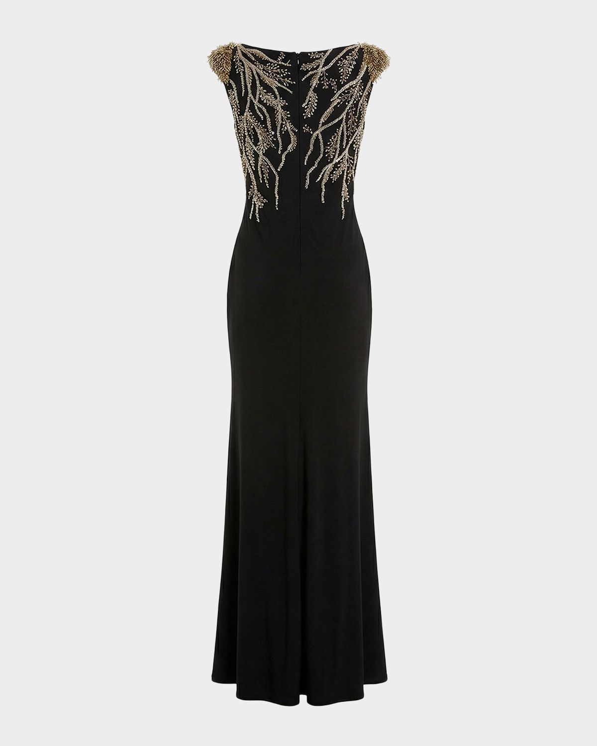 Mac Duggal Beaded Bateau-Neck Jersey Column Gown | Thumbnail 5 Mac Duggal Beaded Bateau-Neck Jersey Column Gown | Thumbnail 5