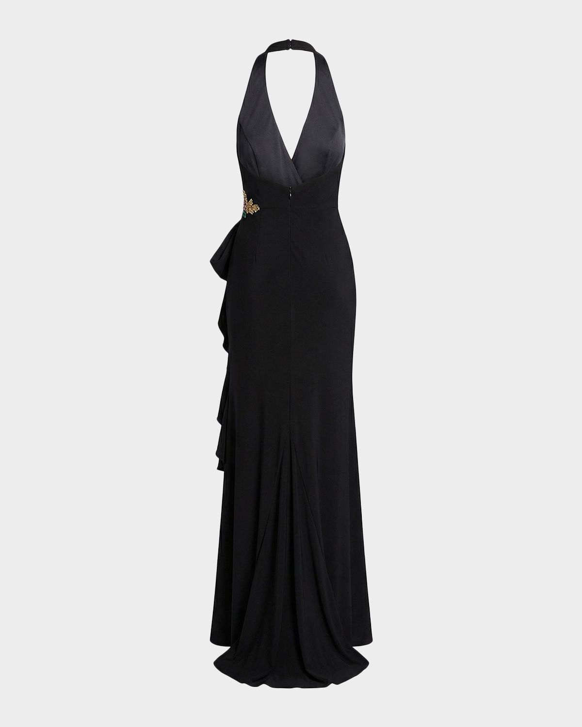 Mac Duggal Floral Beaded Plunging Halter Gown | Thumbnail 5 Mac Duggal Floral Beaded Plunging Halter Gown | Thumbnail 5