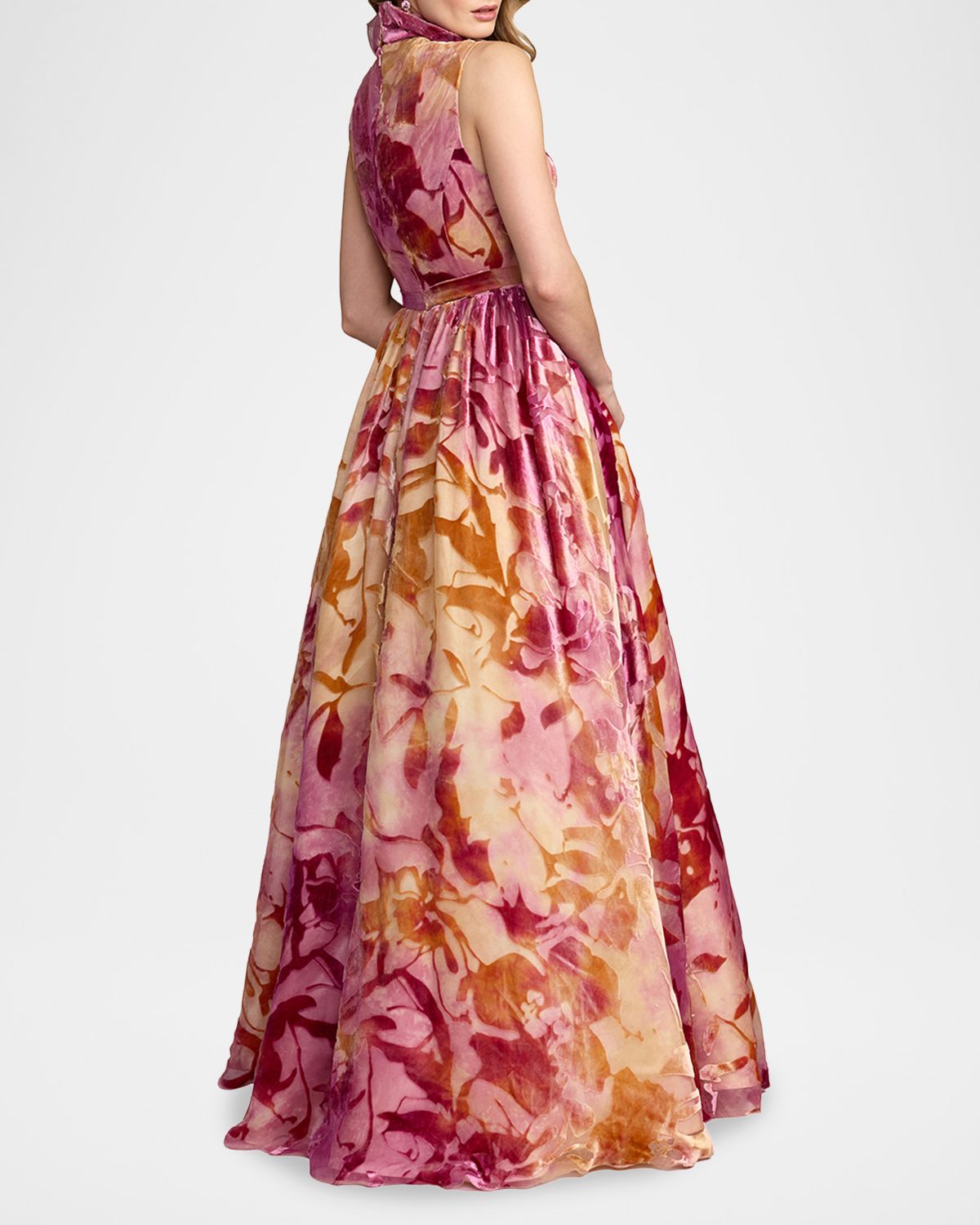 Mac Duggal Floral Burnout Organza Velvet Gown | Thumbnail 3 Mac Duggal Floral Burnout Organza Velvet Gown | Thumbnail 3