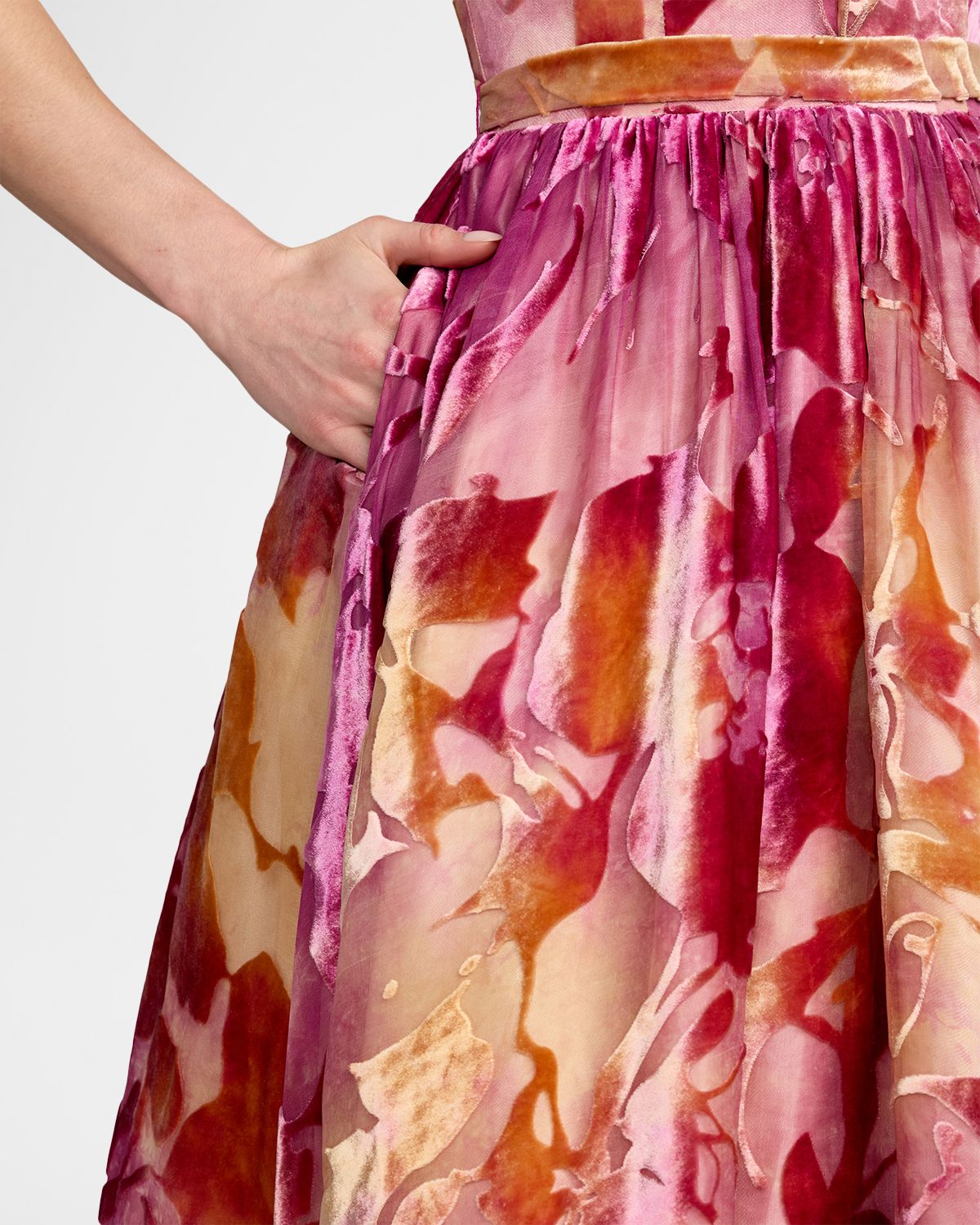 Mac Duggal Floral Burnout Organza Velvet Gown | Thumbnail 5 Mac Duggal Floral Burnout Organza Velvet Gown | Thumbnail 5