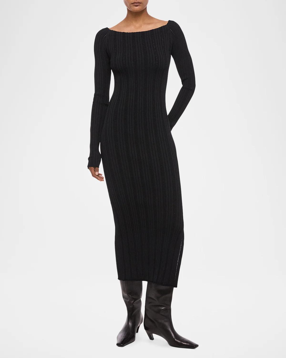 Helmut Lang Ribbed Pointelle Midi Dress | Thumbnail 2 Helmut Lang Ribbed Pointelle Midi Dress | Thumbnail 2