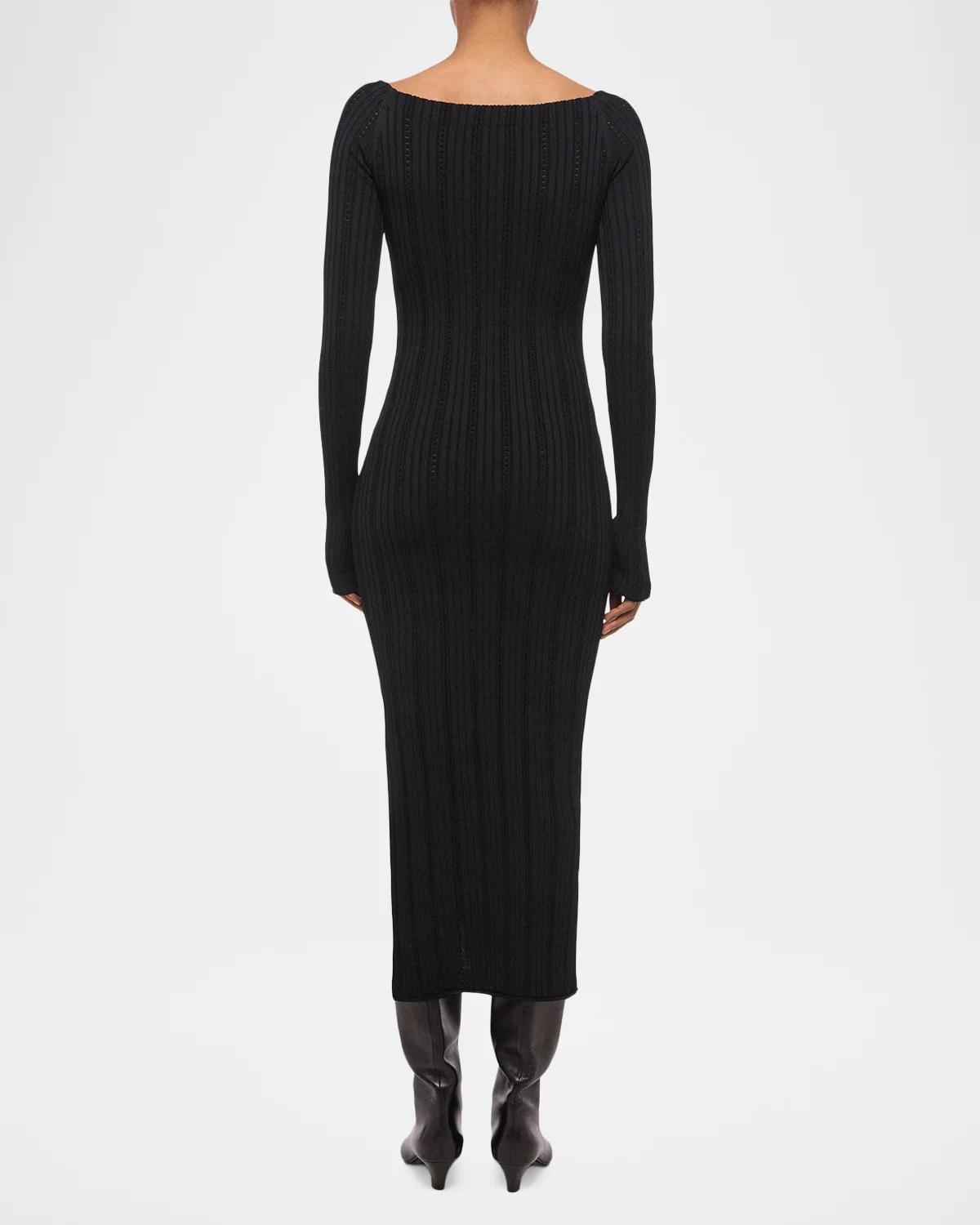 Helmut Lang Ribbed Pointelle Midi Dress | Thumbnail 3 Helmut Lang Ribbed Pointelle Midi Dress | Thumbnail 3