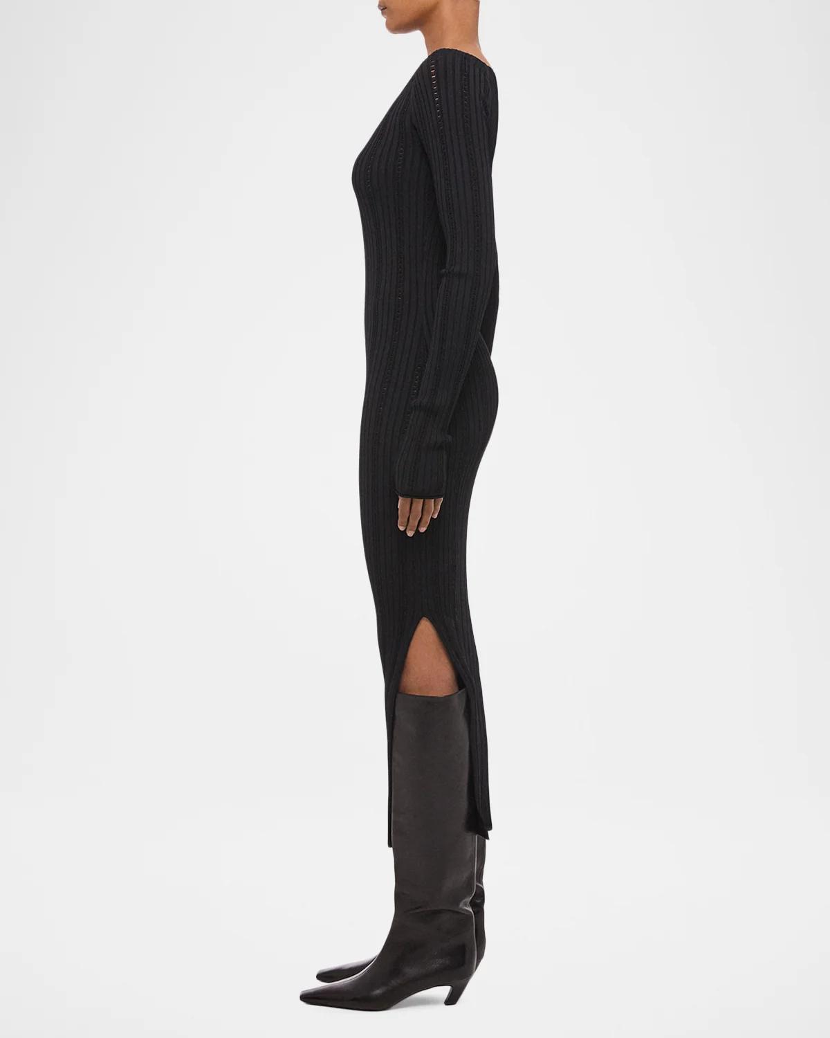 Helmut Lang Ribbed Pointelle Midi Dress | Thumbnail 4 Helmut Lang Ribbed Pointelle Midi Dress | Thumbnail 4