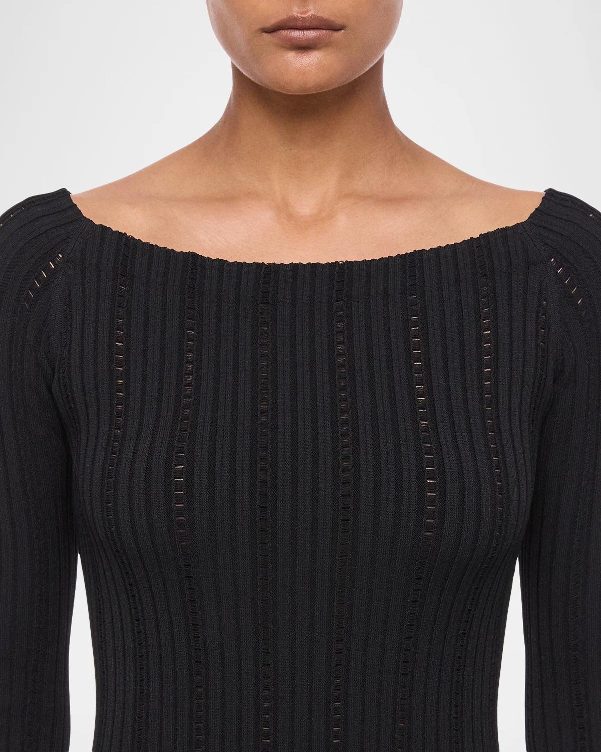 Helmut Lang Ribbed Pointelle Midi Dress | Thumbnail 5 Helmut Lang Ribbed Pointelle Midi Dress | Thumbnail 5