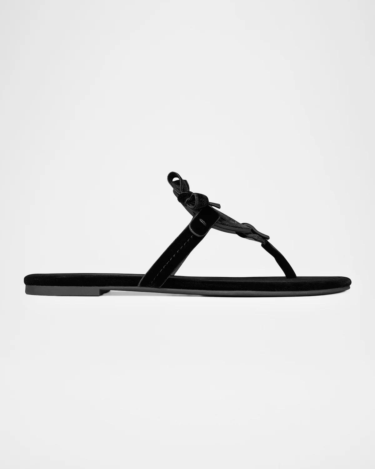 Miller Bow Velvet Thong Sandals