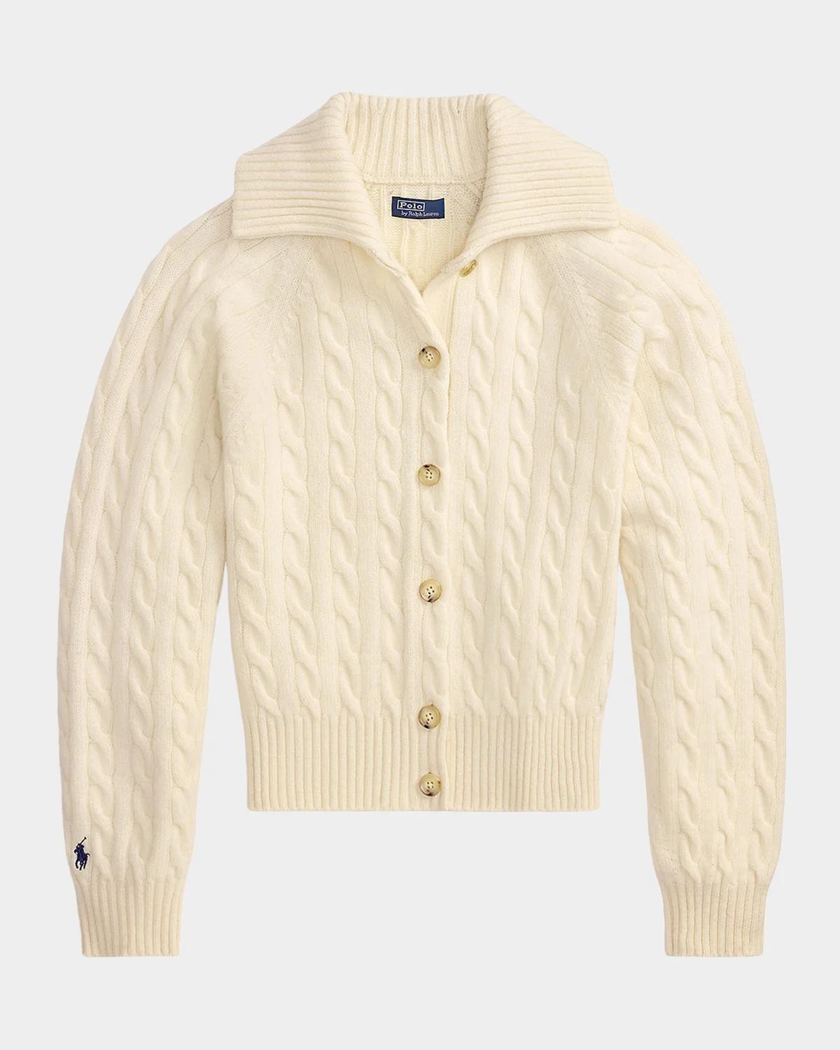 Cable-Knit Wool-Cashmere Cardigan