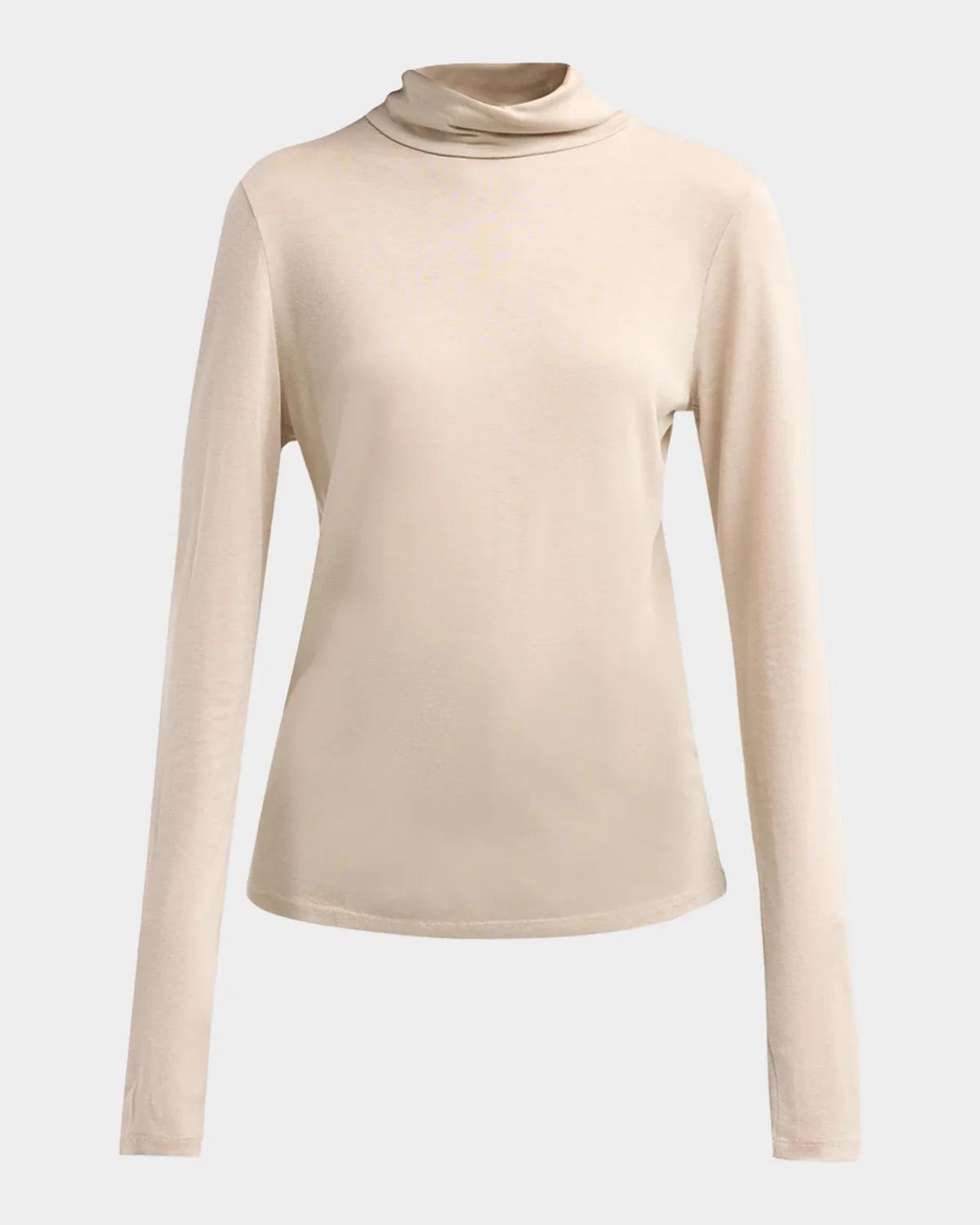 Mock-Neck Stretch Cashmere Sweater