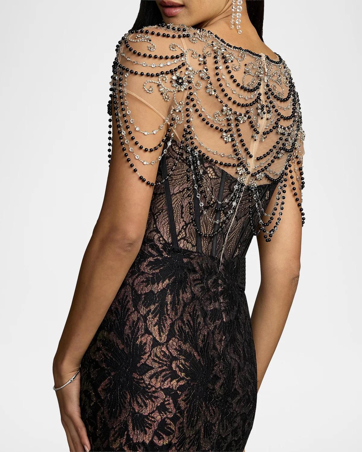 Mac Duggal Embellished Lace Bustier Trumpet Gown | Thumbnail 7