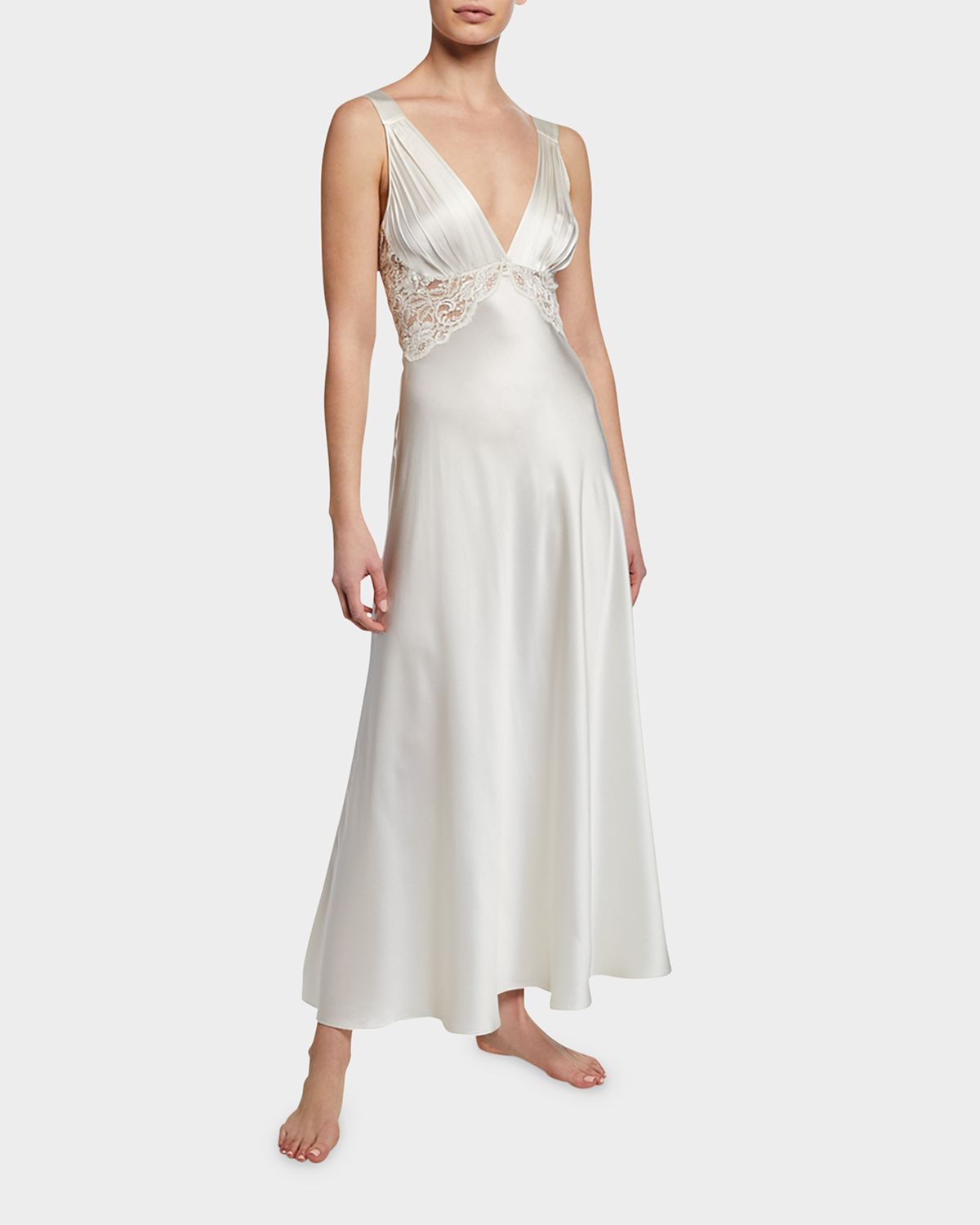 Christine Lingerie Bijoux Lace-Inset Silk Gown | Thumbnail 4 Christine Lingerie Bijoux Lace-Inset Silk Gown | Thumbnail 4