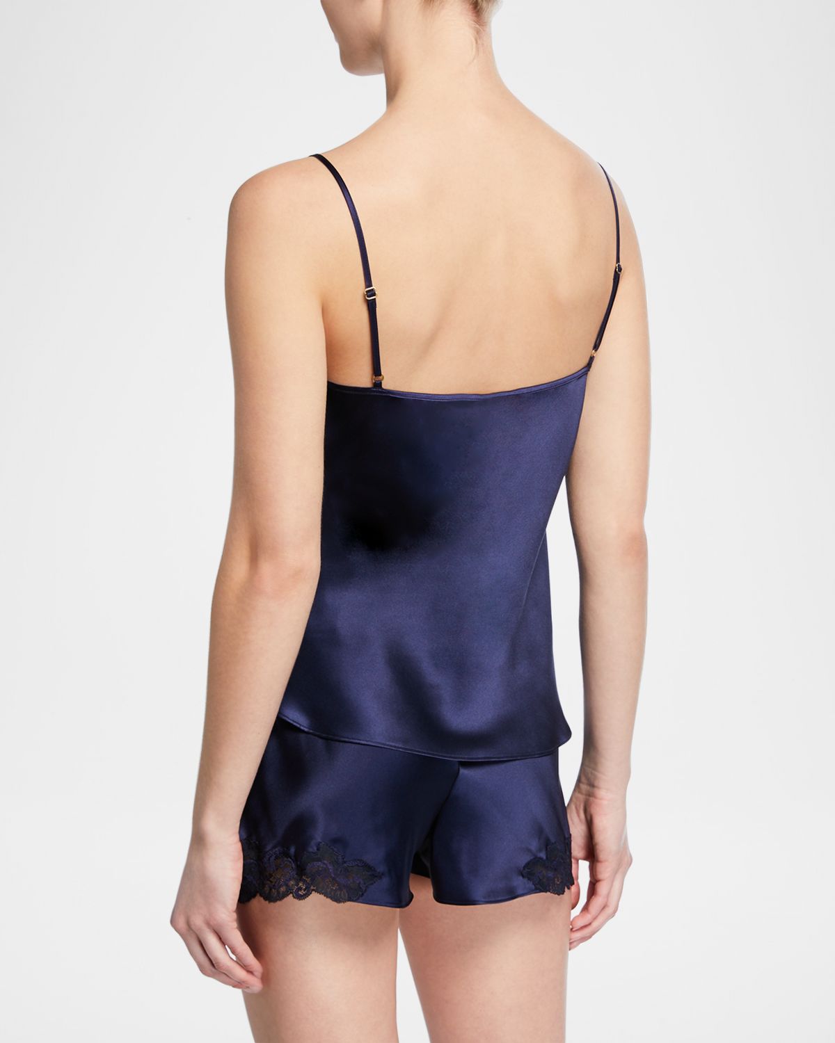 Christine Lingerie Bijoux Short Lace-Trim Silk Pajama Set