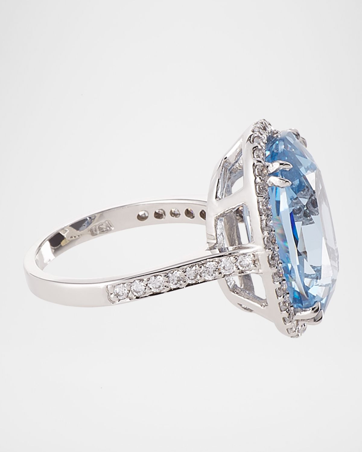 Fantasia by DeSerio Oval Aqua Cubic Zirconia Ring
