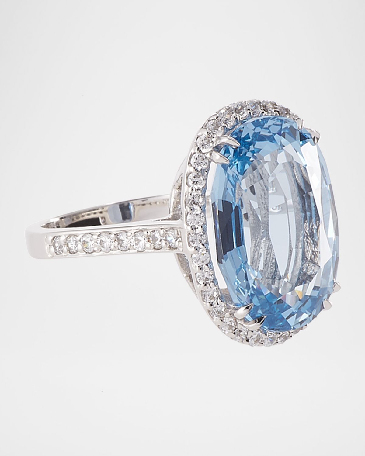 Fantasia by DeSerio Oval Aqua Cubic Zirconia Ring