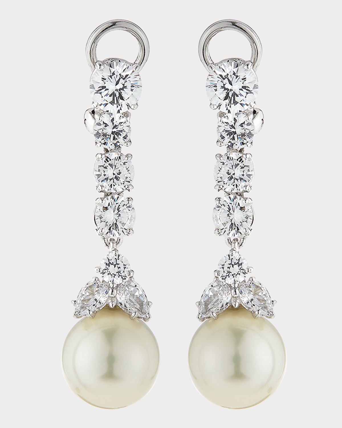 Fantasia by DeSerio 6 TCW CZ & Simulated Pearl Long Drop Earrings