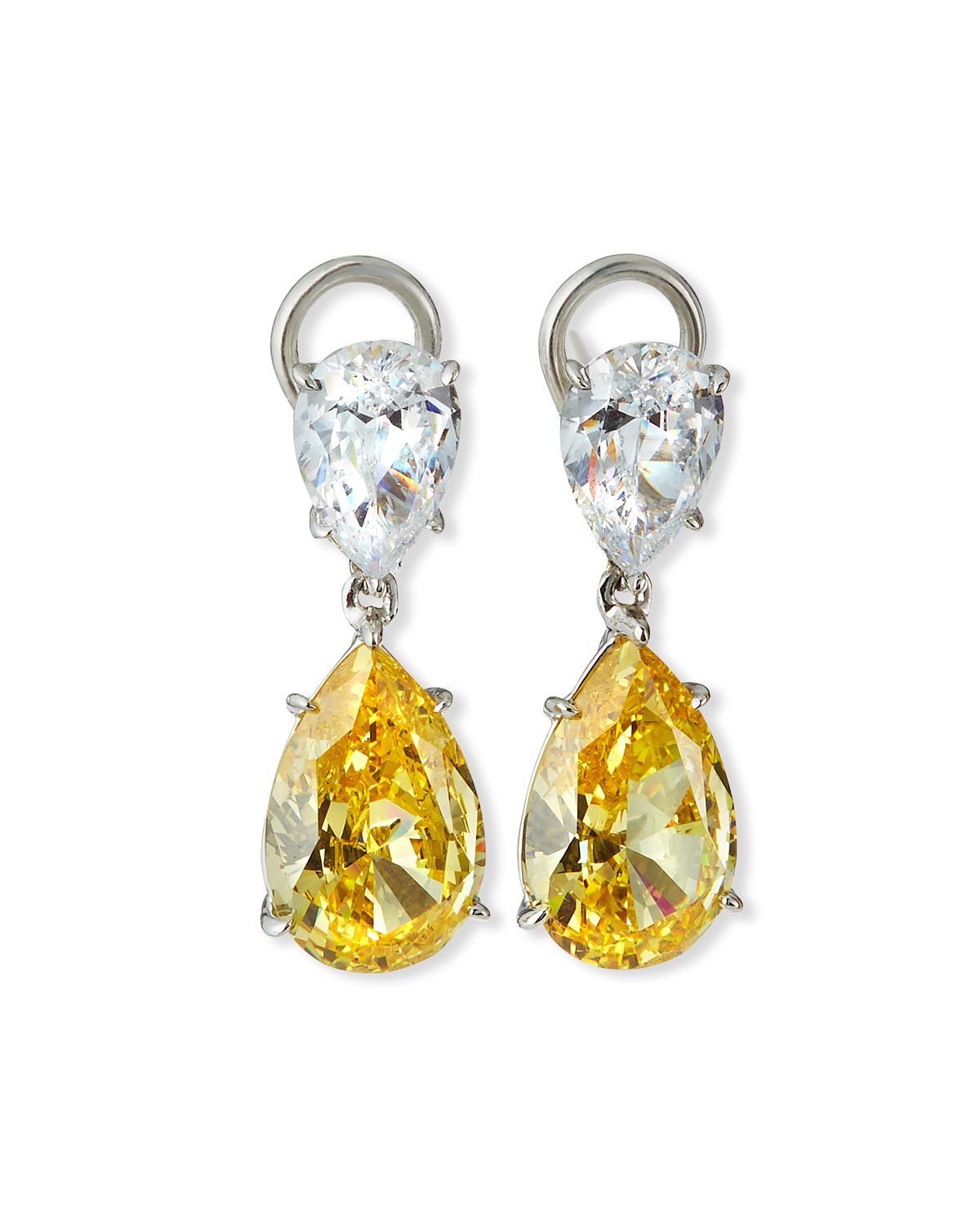 Fantasia by DeSerio Double-Teardrop Cubic Zirconia Earrings