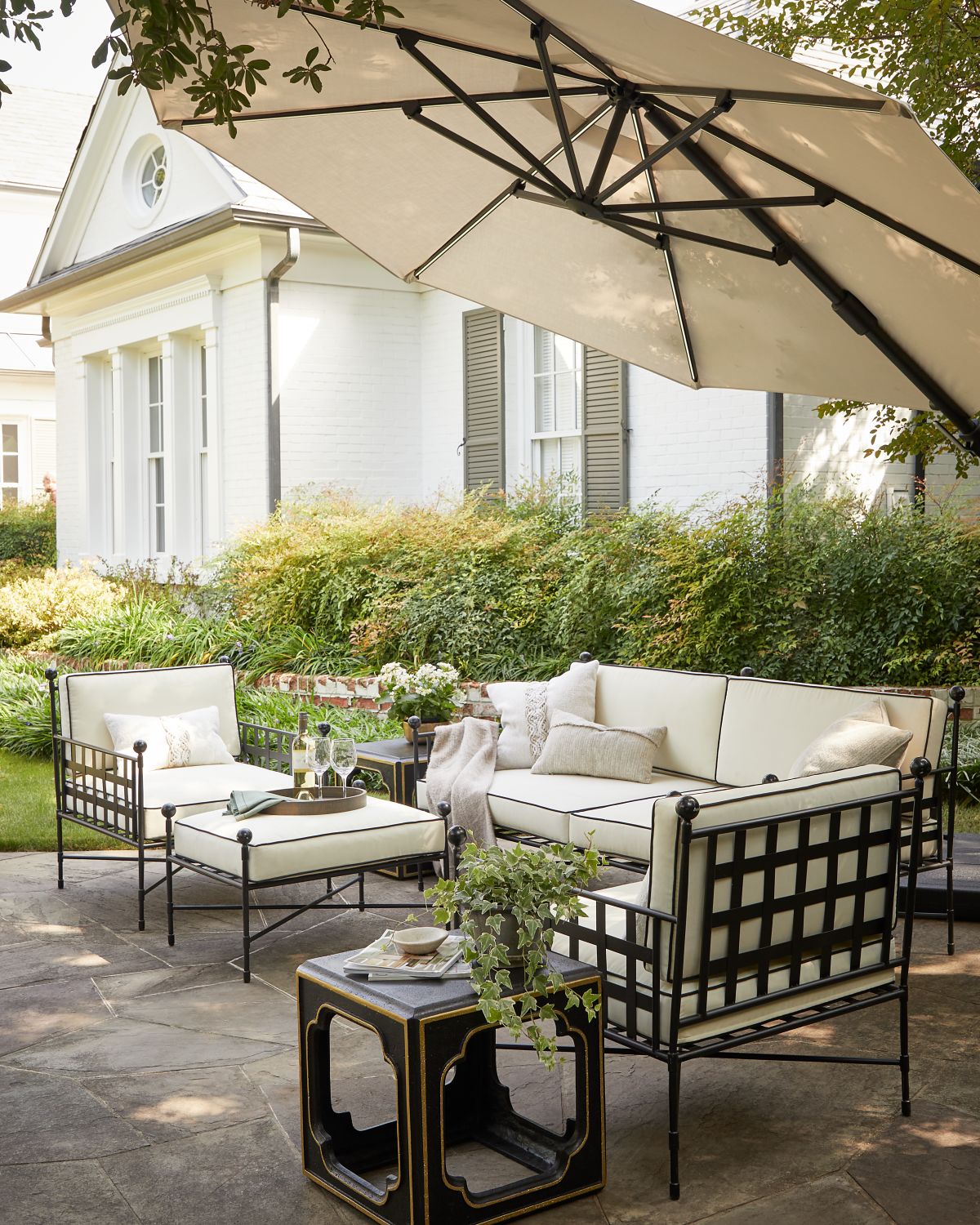 Neiman Marcus Avery Neoclassical Outdoor Ottoman