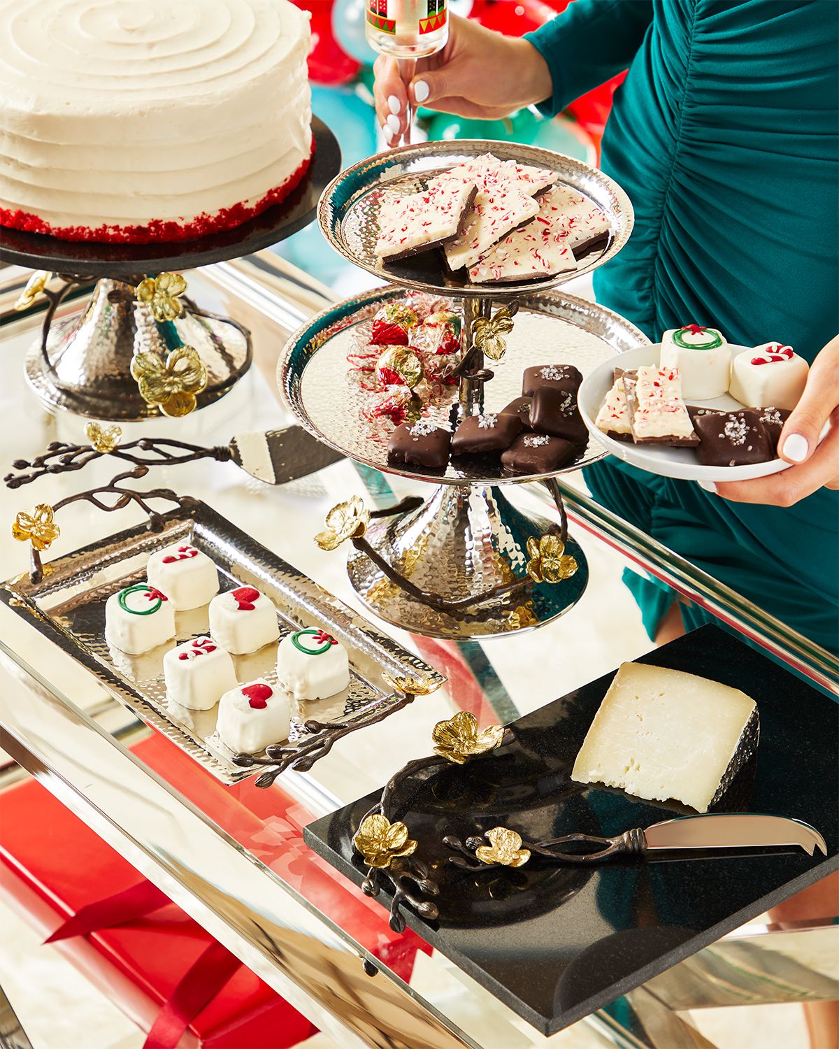 Michael Aram Gold Orchid Small Cheese Board & Knife